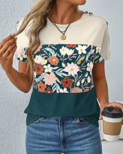 Cheryl | Floral Colourblock Tee