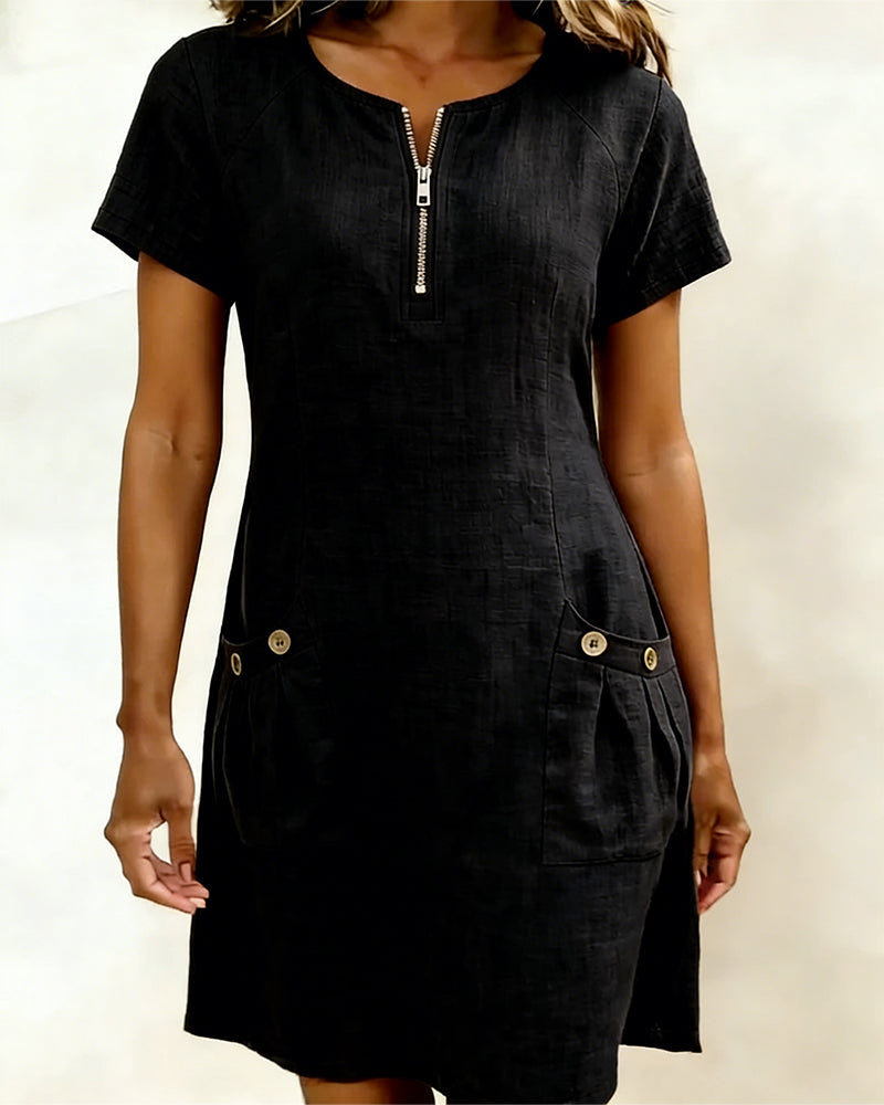 Noeleen | Cotton Zip-Pocket Dress