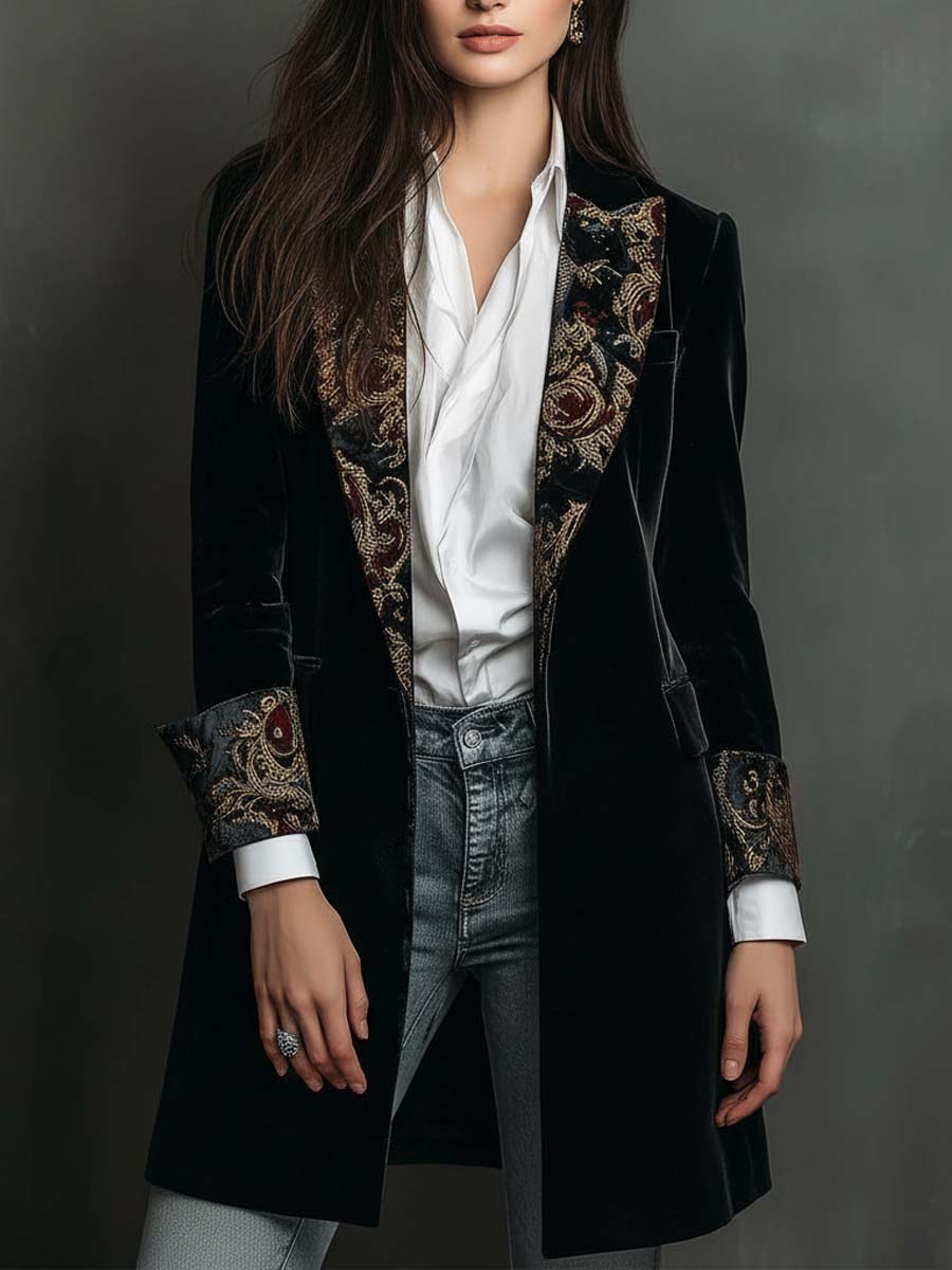 Krystal | Baroque-Trim Tailored Blazer