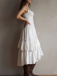 Carina | Lace-Trim Retro Midi Dress