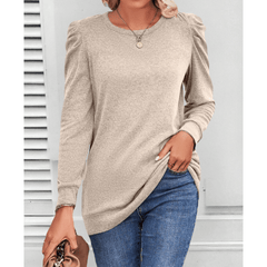 Julia | Puff-Shoulder Stretch Knit Tunic