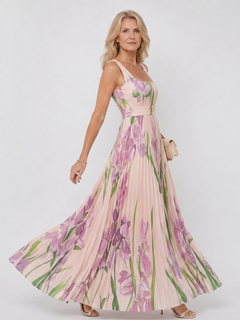 Prima | Square-Neck Satin Midi Dress