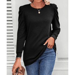Julia | Puff-Shoulder Stretch Knit Tunic