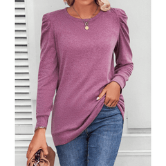 Julia | Puff-Shoulder Stretch Knit Tunic