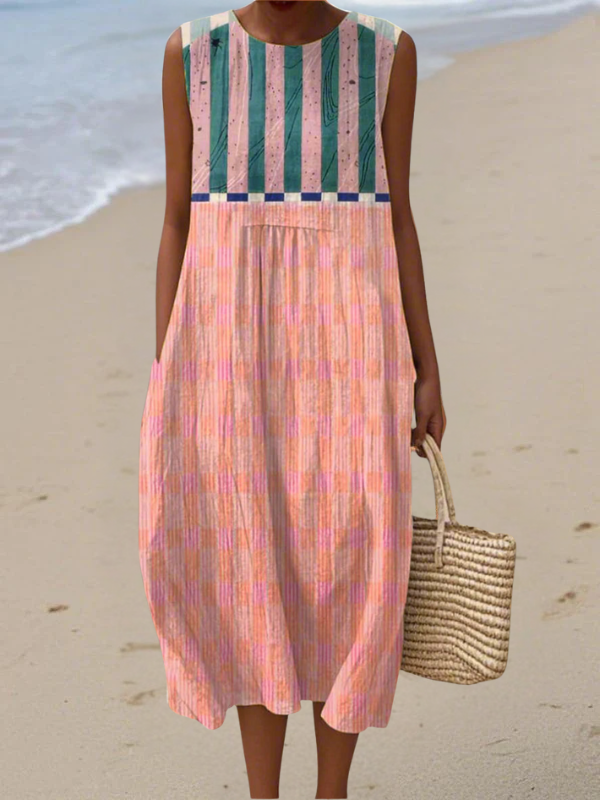 Dorota | Striped Pastel Midi Dress