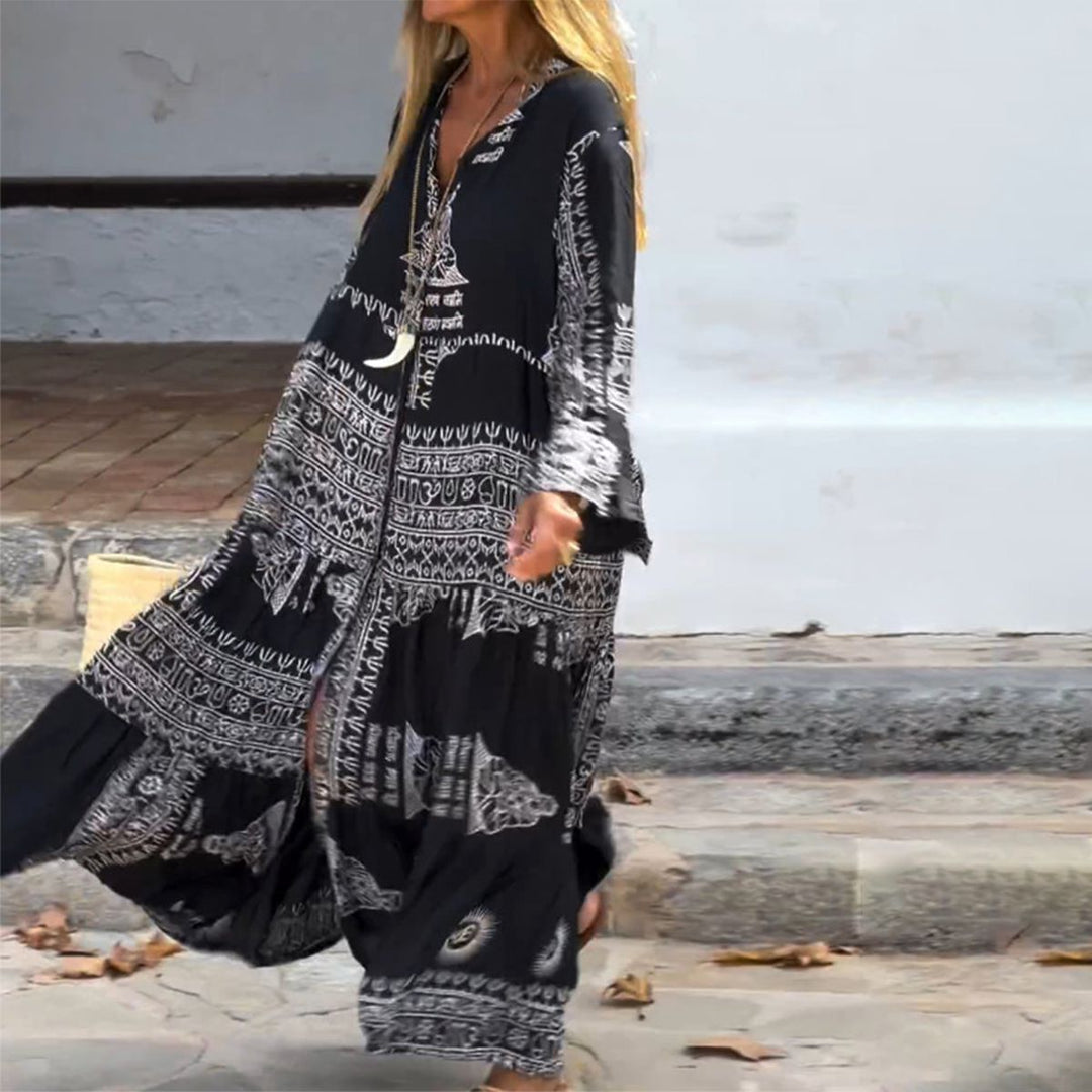Georgie | Flowy V-Neck Bell Sleeve Maxi