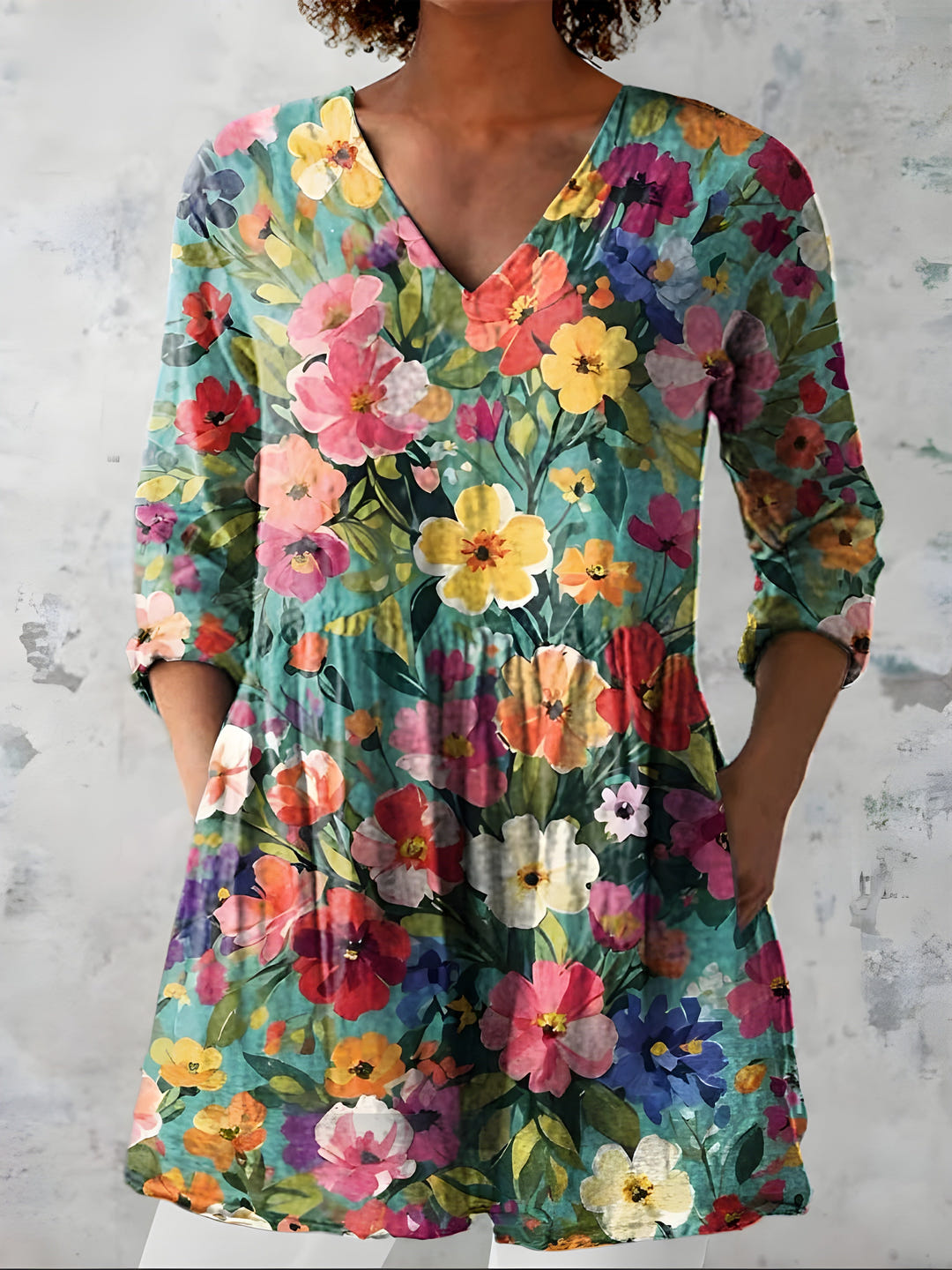 Rhian | Long V-Neck Blouse