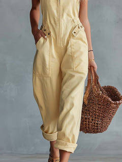 Selkie | Square-Neck Denim Jumpsuit