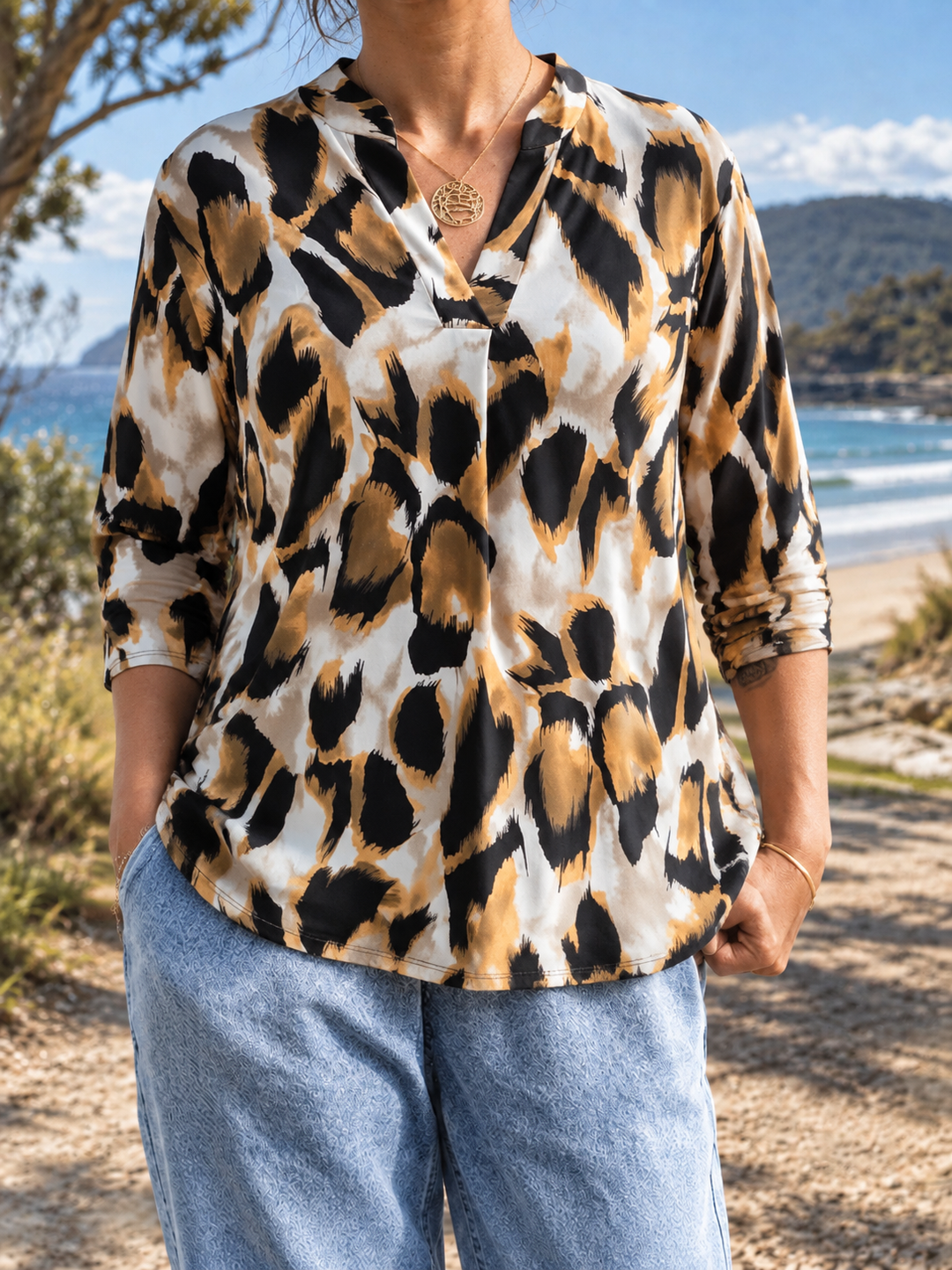 Elodie | Printed Three-Quarter Sleeve Blouse