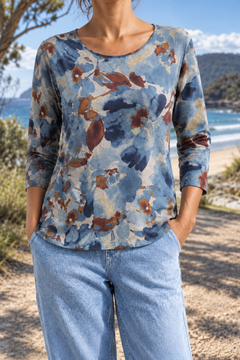 Alessia | Three-Quarter Sleeve Contrast Top