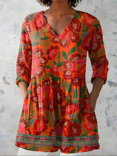 Sidony | Long Blouse with V-Neck