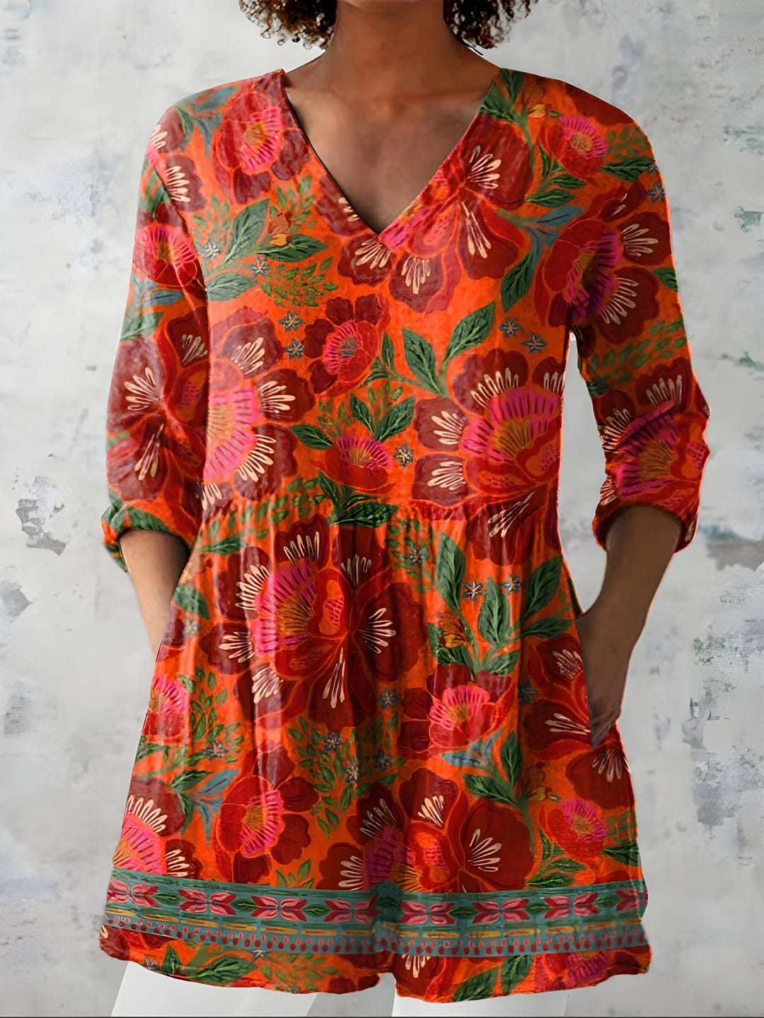Sidony | Long Blouse with V-Neck