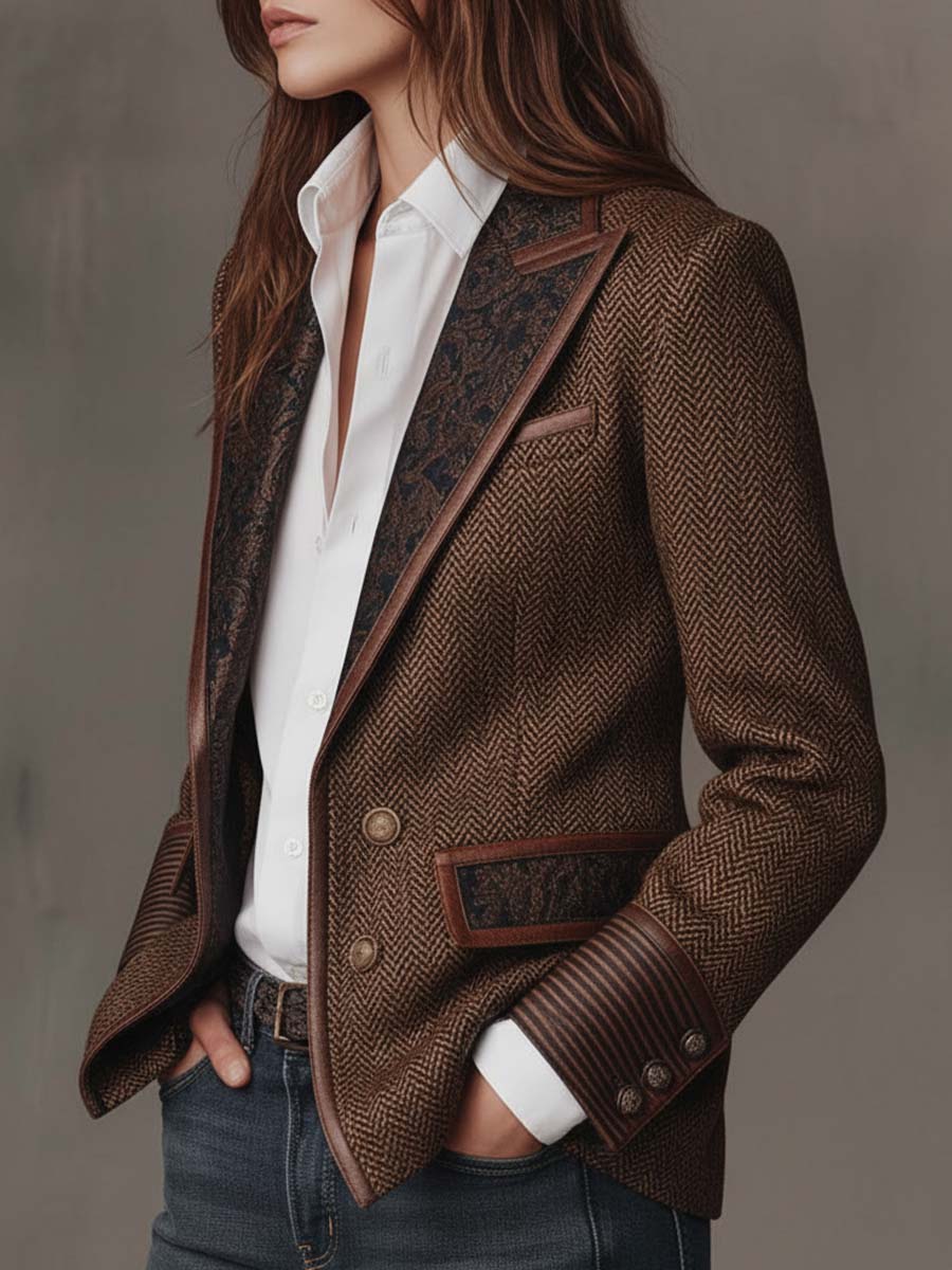 Dusty | Herringbone Panel Blazer