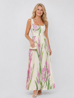 Prima | Square-Neck Satin Midi Dress