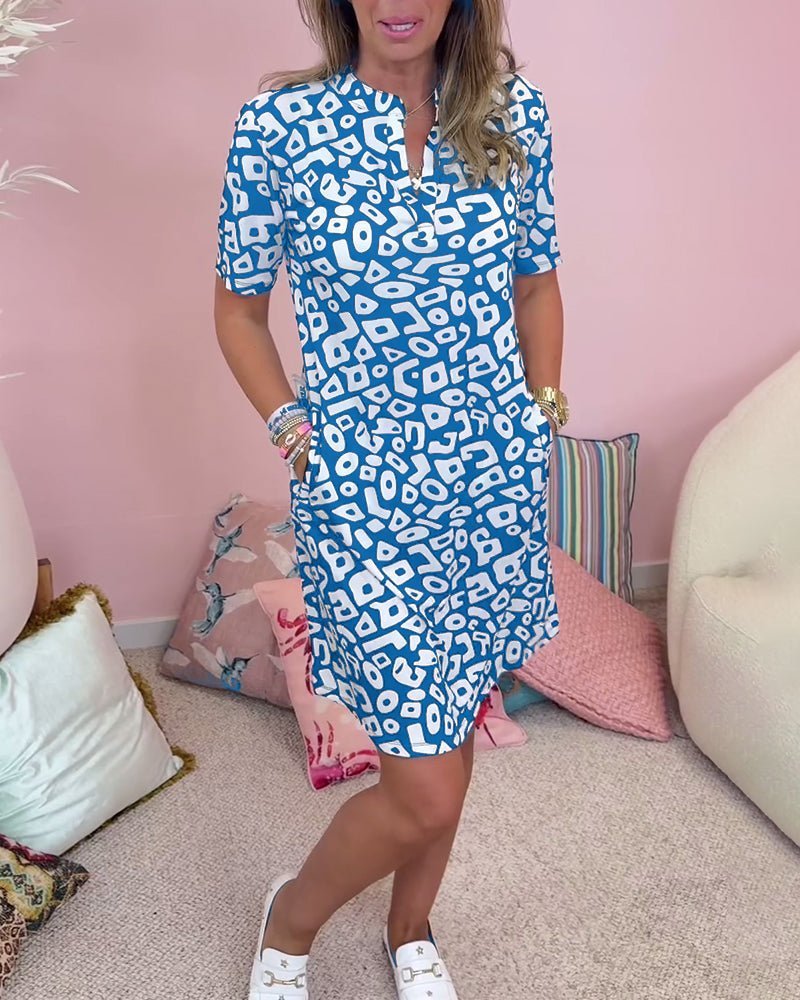 Fenella | Pocketed V-neck Print Dress