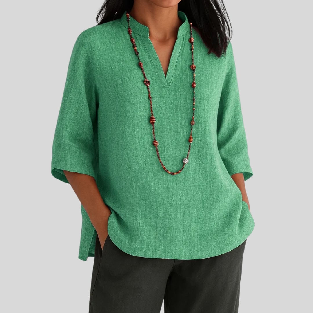 Jenna | Split V-Neck Peplum Blouse