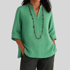 Jenna | Split V-Neck Peplum Blouse
