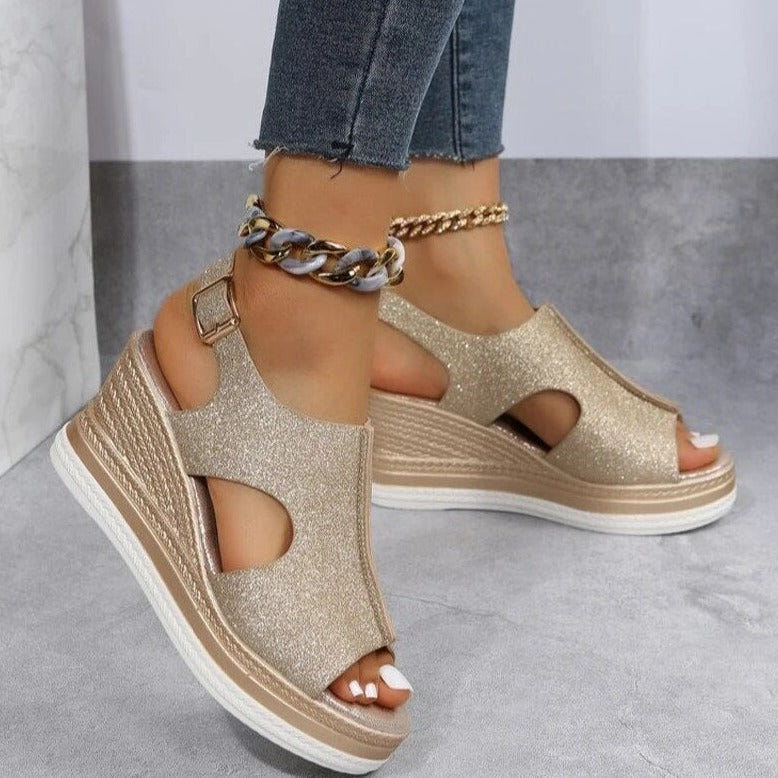 Umina | Metallic Wedge Sandals