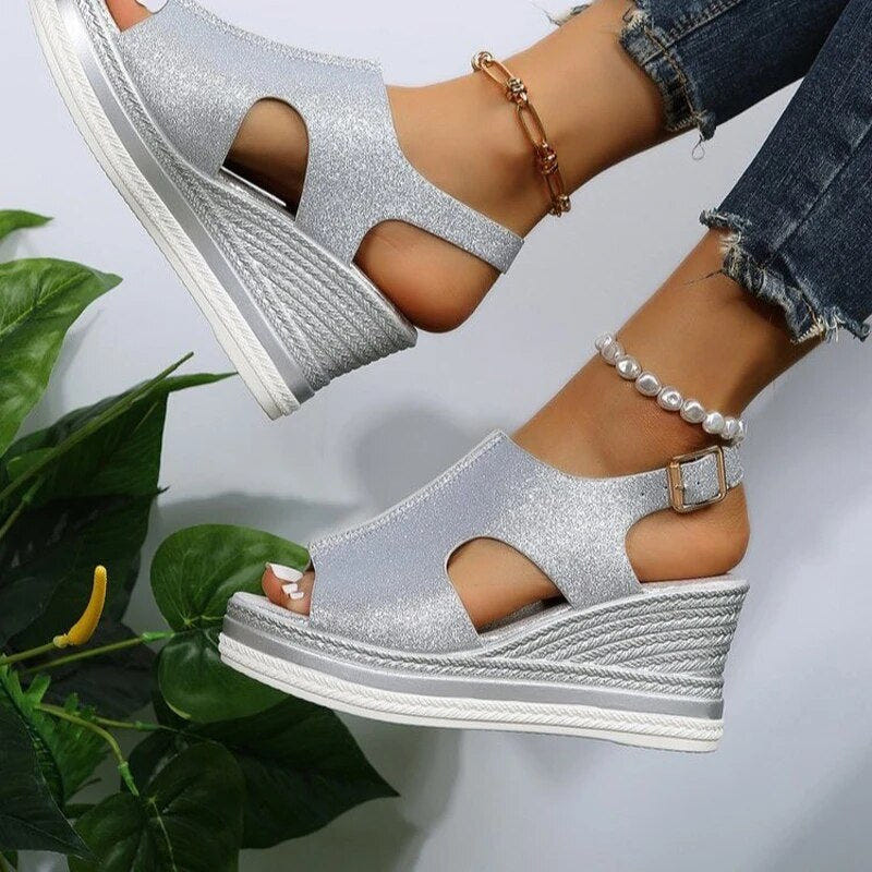 Umina | Metallic Wedge Sandals