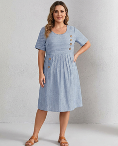 Kasey | Striped Button Midi Dress