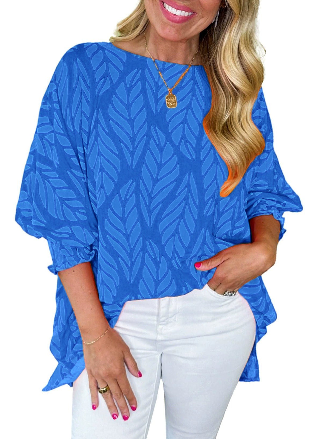 Grace | Puff Sleeve Leaf Print Blouse