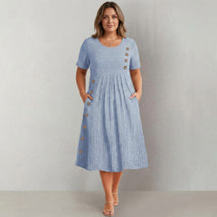 Kasey | Striped Button Midi Dress