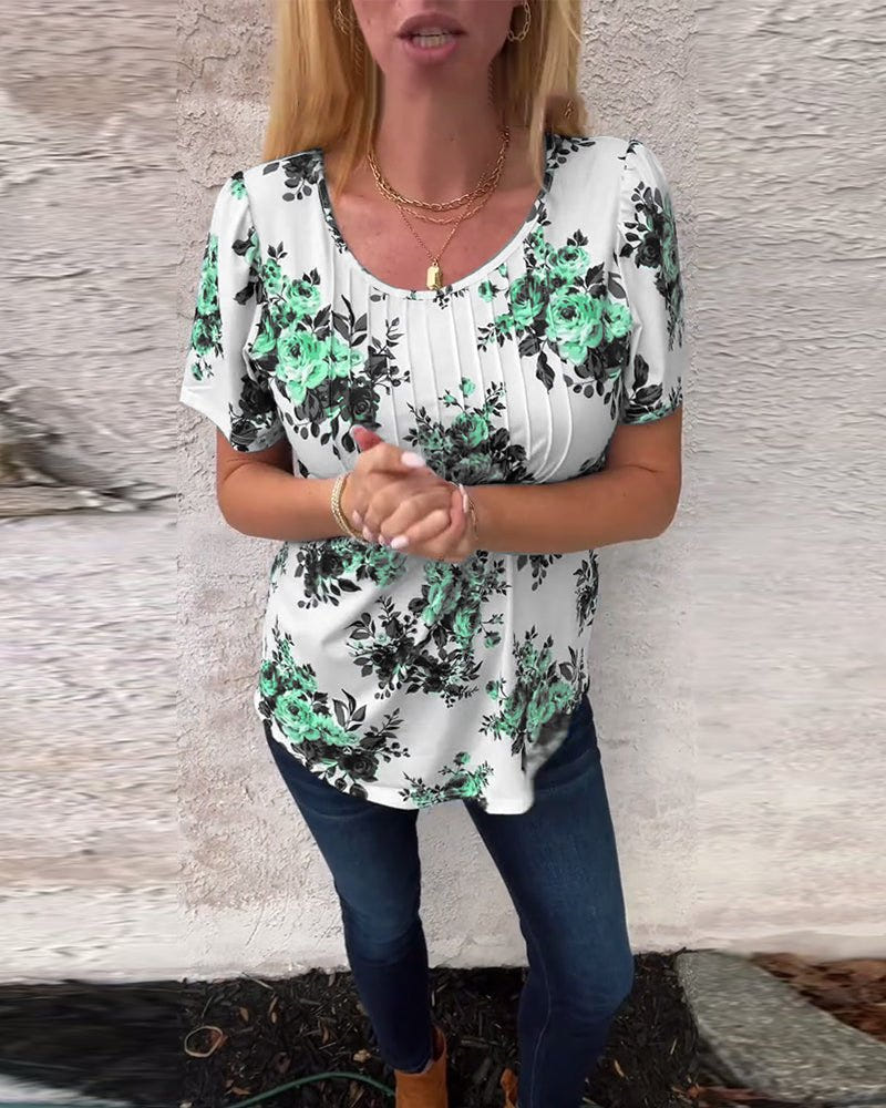 Valerie | Floral Pleated Tee