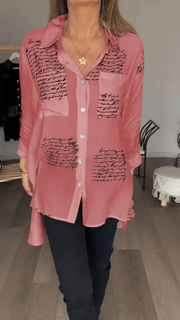 Bethany | Artistic Script Button-Up Shirt