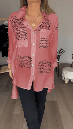 Bethany | Artistic Script Button-Up Shirt