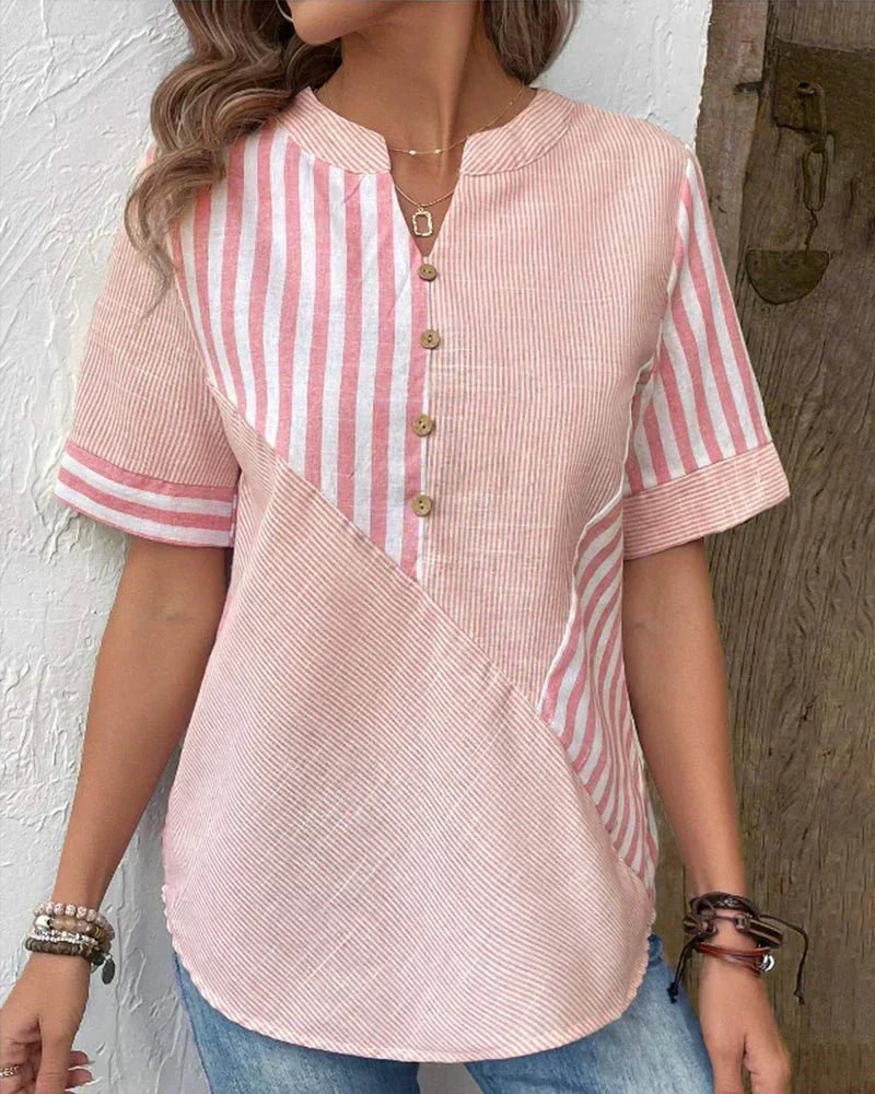 Nina | Soft Striped Flared-Sleeve Blouse