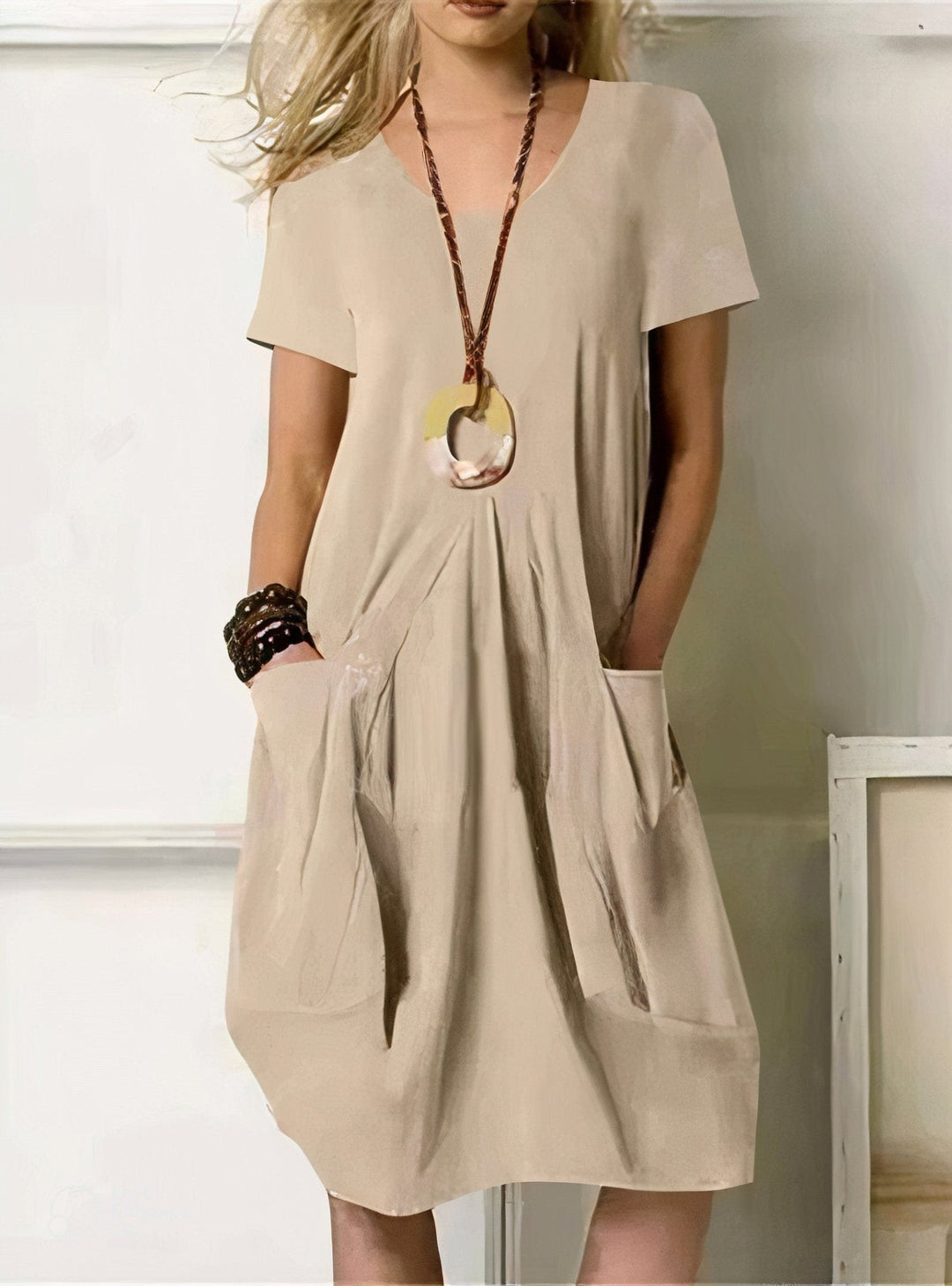 Janice | Relaxed Cotton Knee-Length Dress