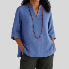 Jenna | Split V-Neck Peplum Blouse