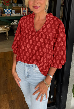 Adele | Elegant Patterned V-Neck Blouse