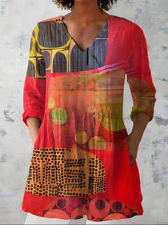 Nixie | Relaxed V-Neck Long Blouse