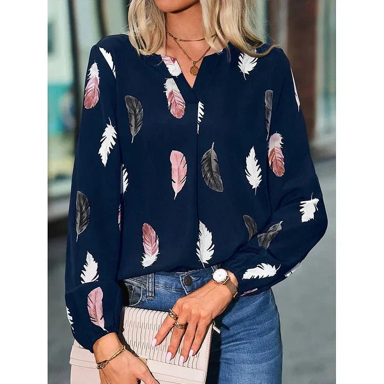 Alisha | Feather Print Chiffon Tee