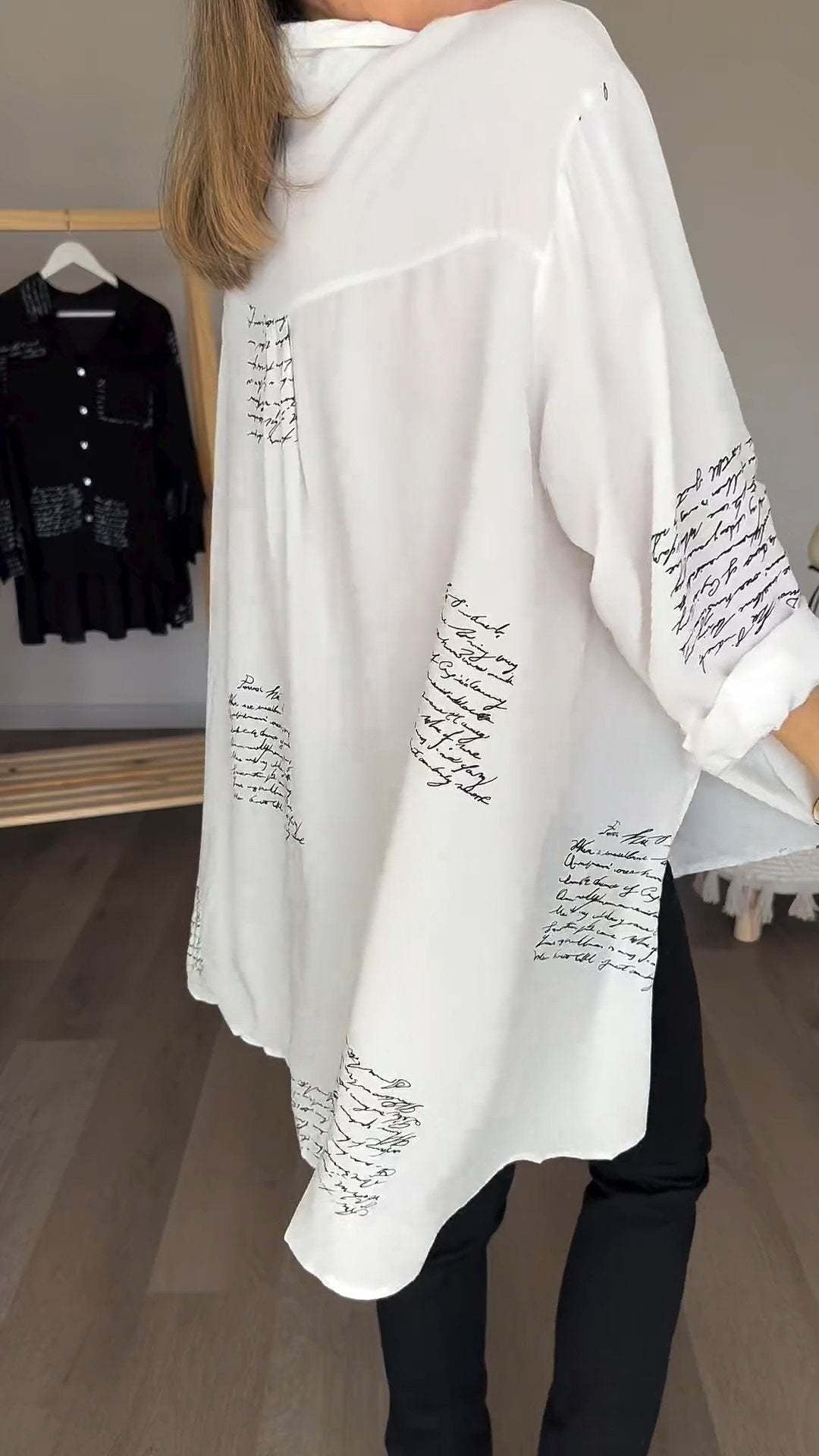 Bethany | Artistic Script Button-Up Shirt