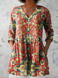 Melba | Long Flowing V-Neck Blouse