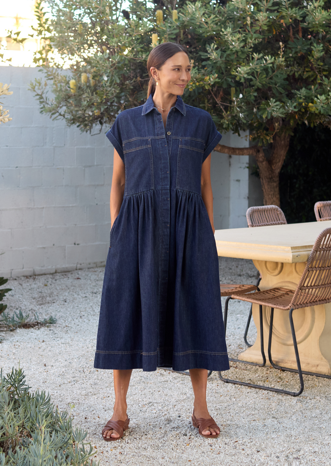 Cordula | Deep Indigo Midi Dress