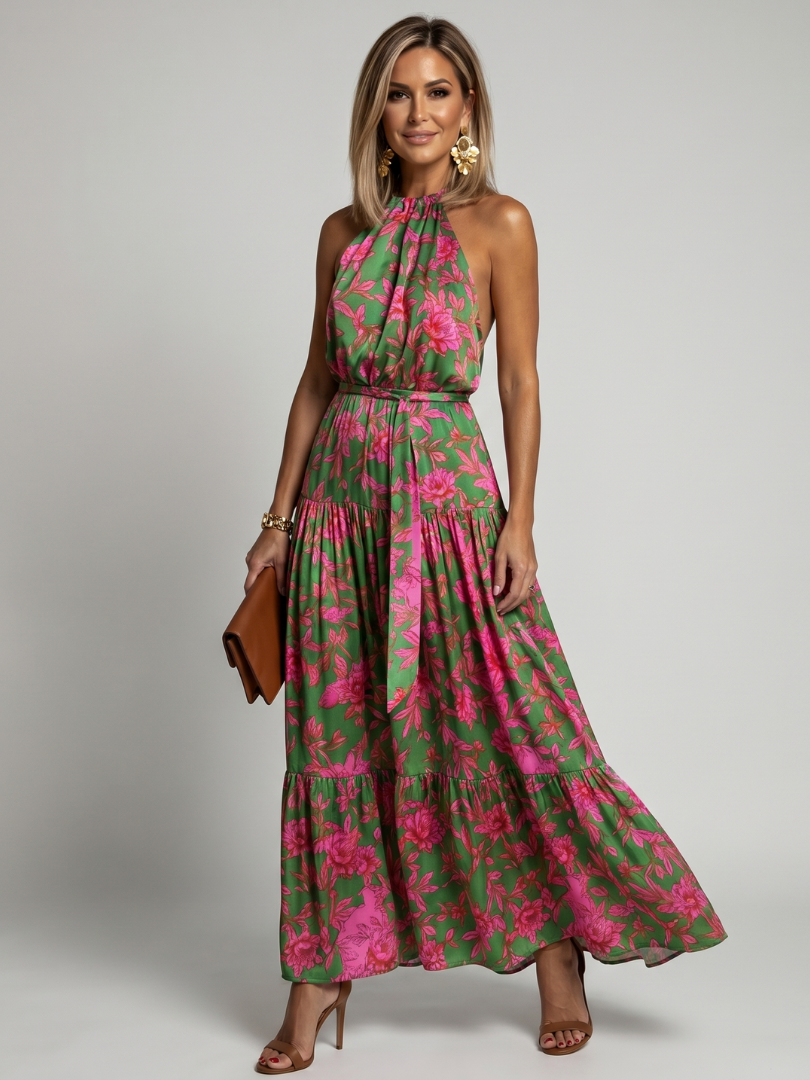 Mariska | Draped Halter Midi Dress