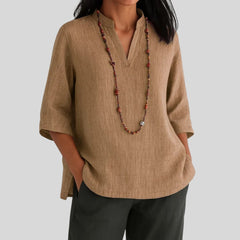 Jenna | Split V-Neck Peplum Blouse