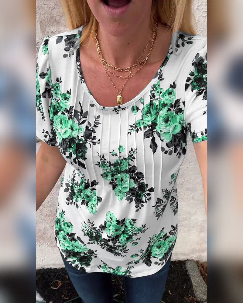 Valerie | Floral Pleated Tee