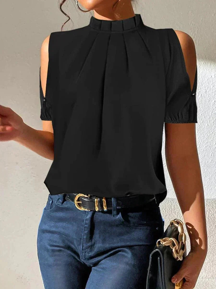 Struan | Pleated Top with Slit Sleeves