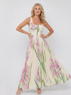 Prima | Square-Neck Satin Midi Dress