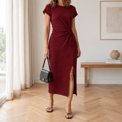 Cady | Ribbed Knot-Waist Midi Dress