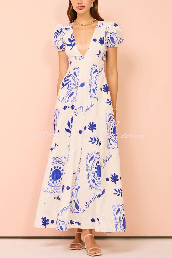 Hedda | Graceful Blue Floral Dress