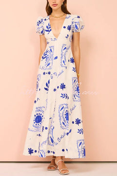 Hedda | Graceful Blue Floral Dress