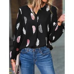 Alisha | Feather Print Chiffon Tee