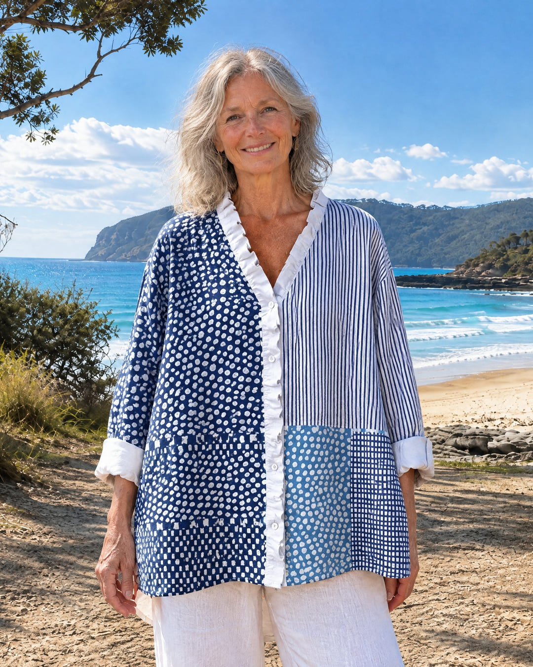 Tabitha in Navy Patchwork on Bruny Island