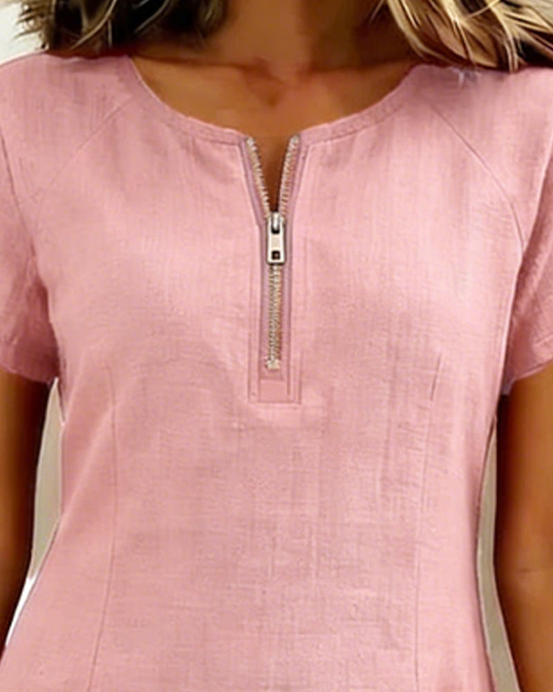 Noeleen | Cotton Zip-Pocket Dress