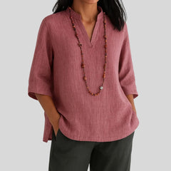 Jenna | Split V-Neck Peplum Blouse
